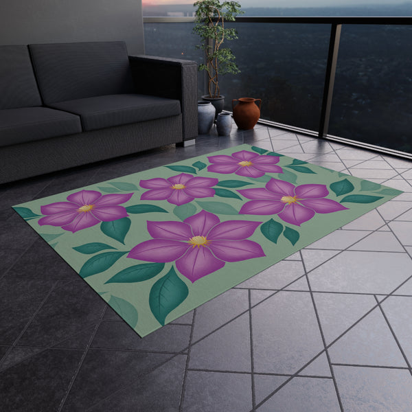 Purple Blossoms Outdoor Rug