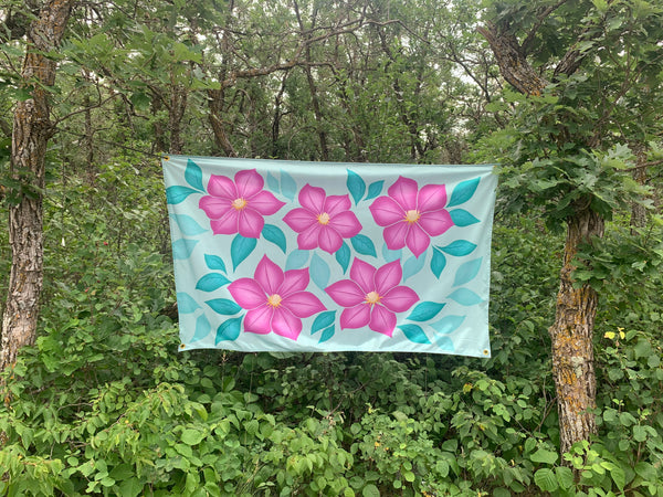 Purple Blossoms Outdoor Flag