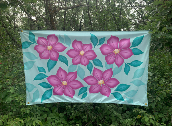 Purple Blossoms Outdoor Flag